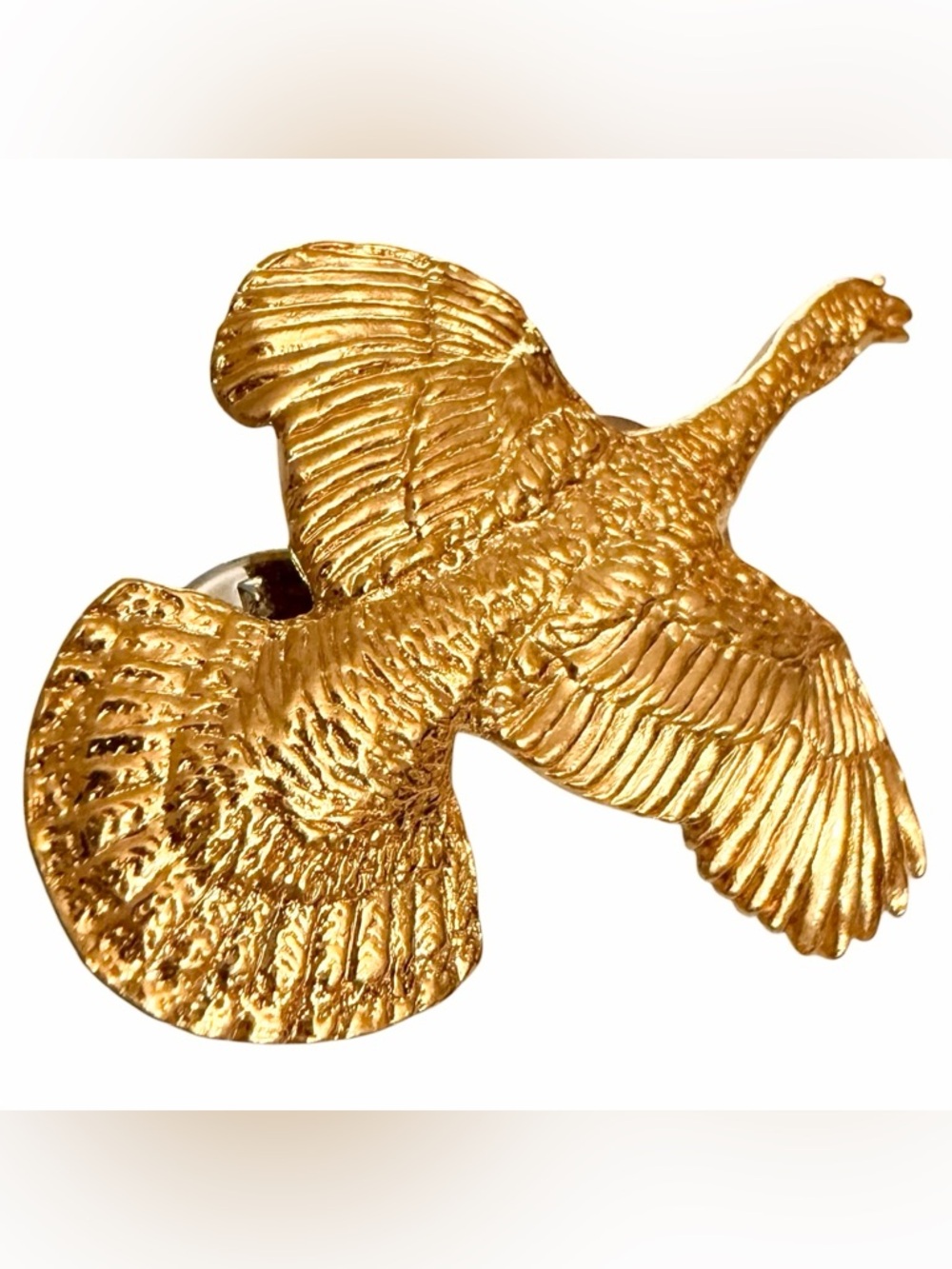 GG Harris Brooch 1.75" 308 Flying Turkey 1988 Vintage Lapel Pin